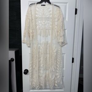 SHEIN Cream Lace Kimono